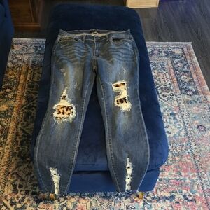 Judy Blue Skinny Blue Jeans with Distressed Knees